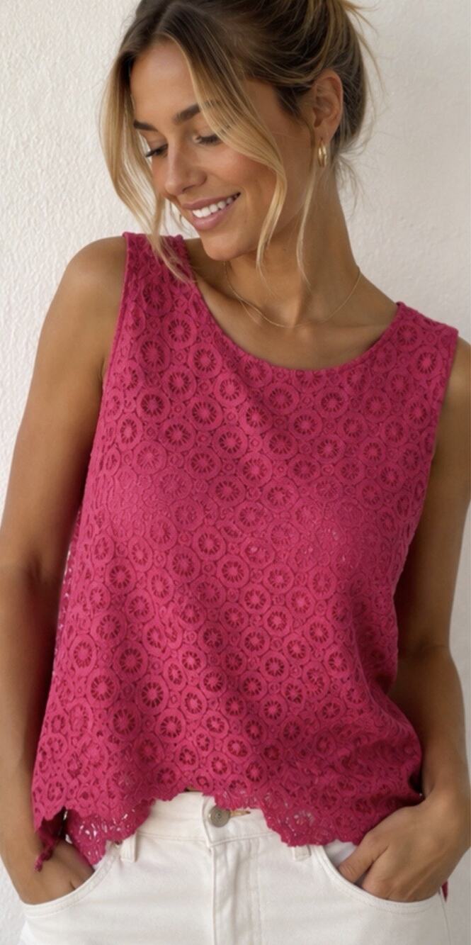 Women’s Loft Lace Purpleish Summer Classy Tank Old Money Size Medium (AR3)